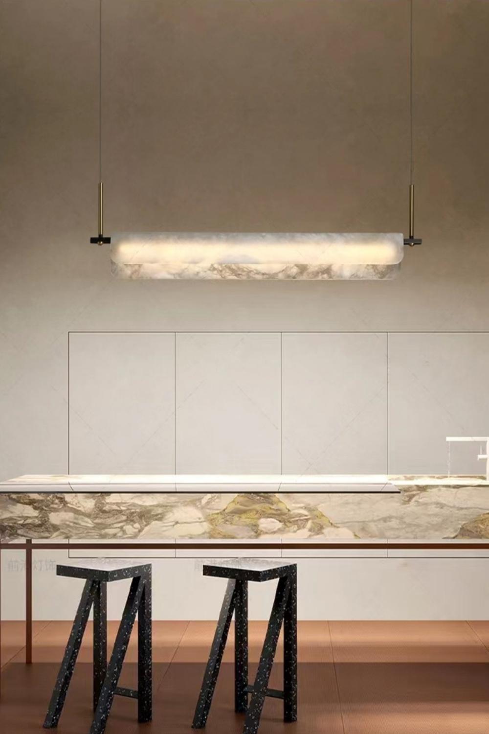 Alabaster Dining Linear Chandelier - SamuLighting