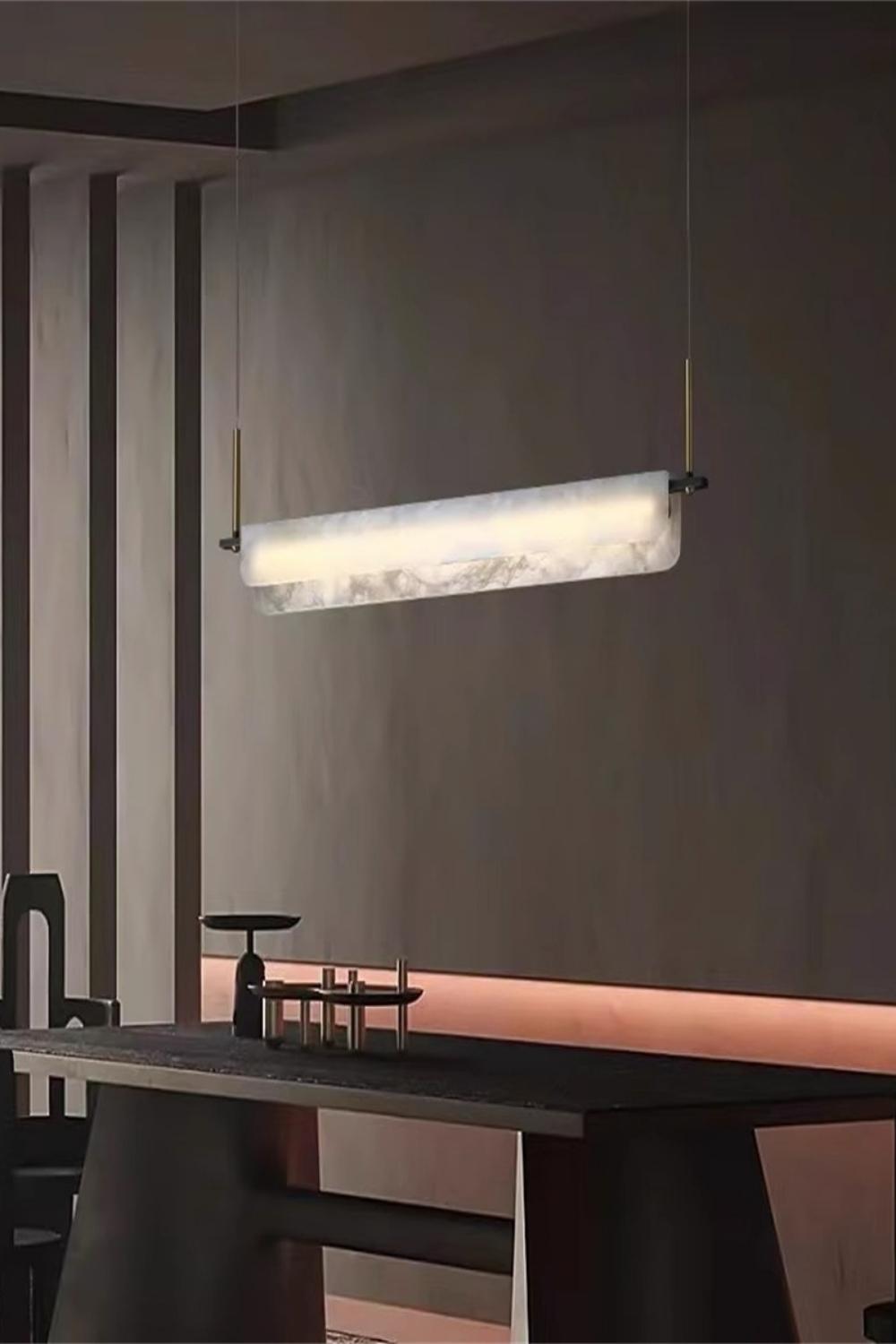 Alabaster Dining Linear Chandelier - SamuLighting