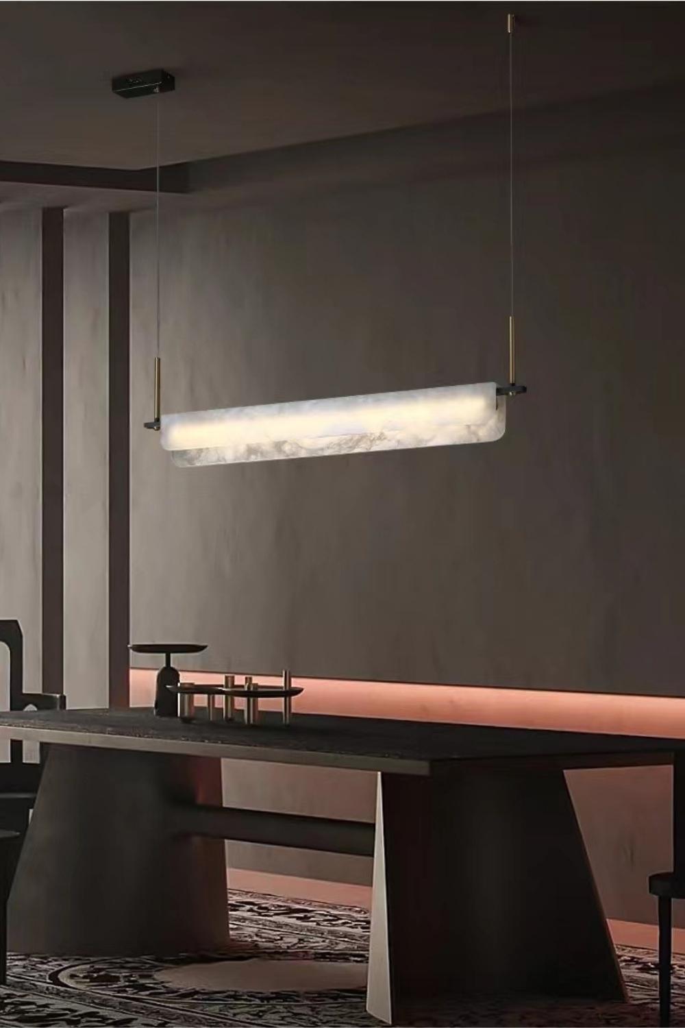 Alabaster Dining Linear Chandelier - SamuLighting