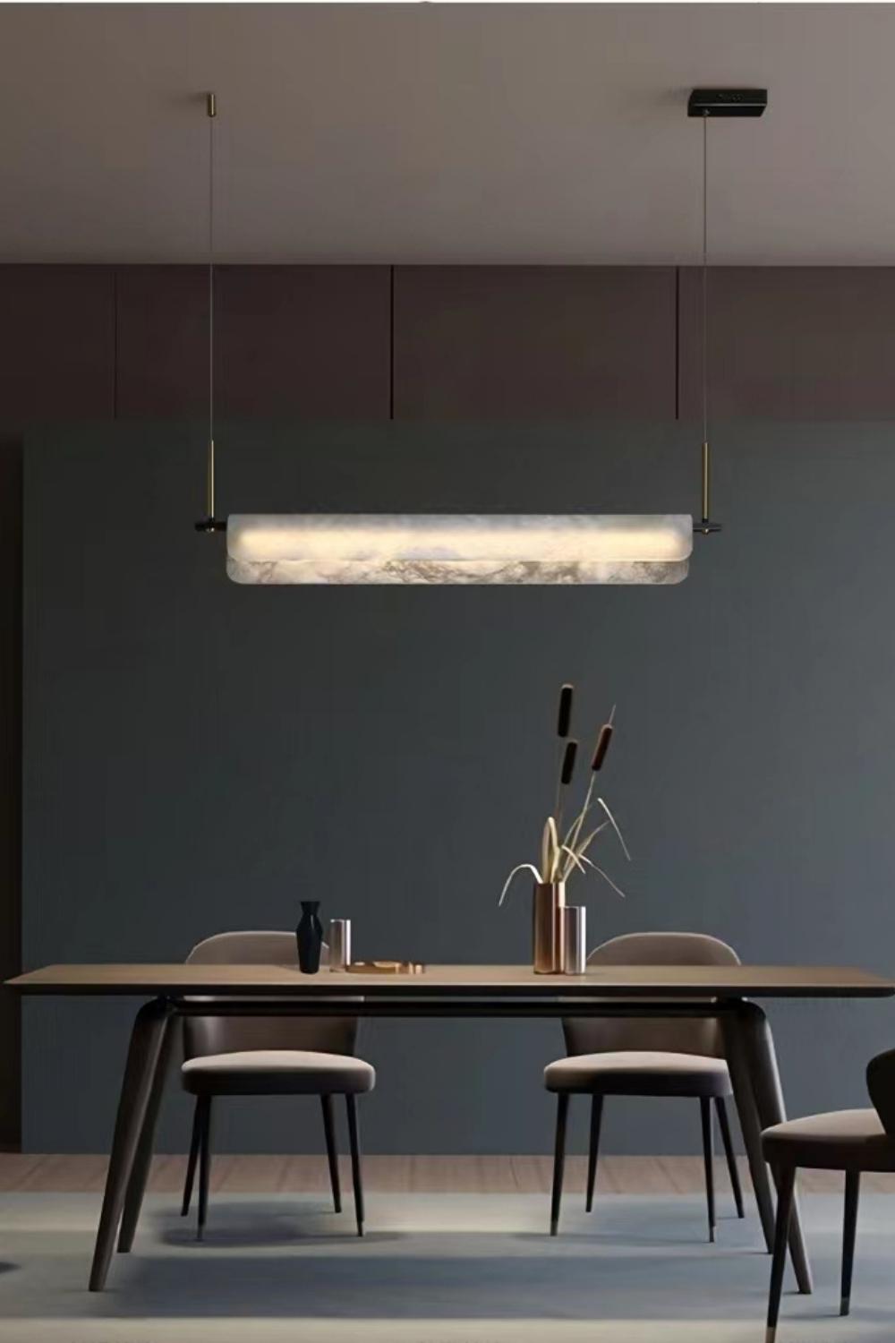 Alabaster Dining Linear Chandelier - SamuLighting