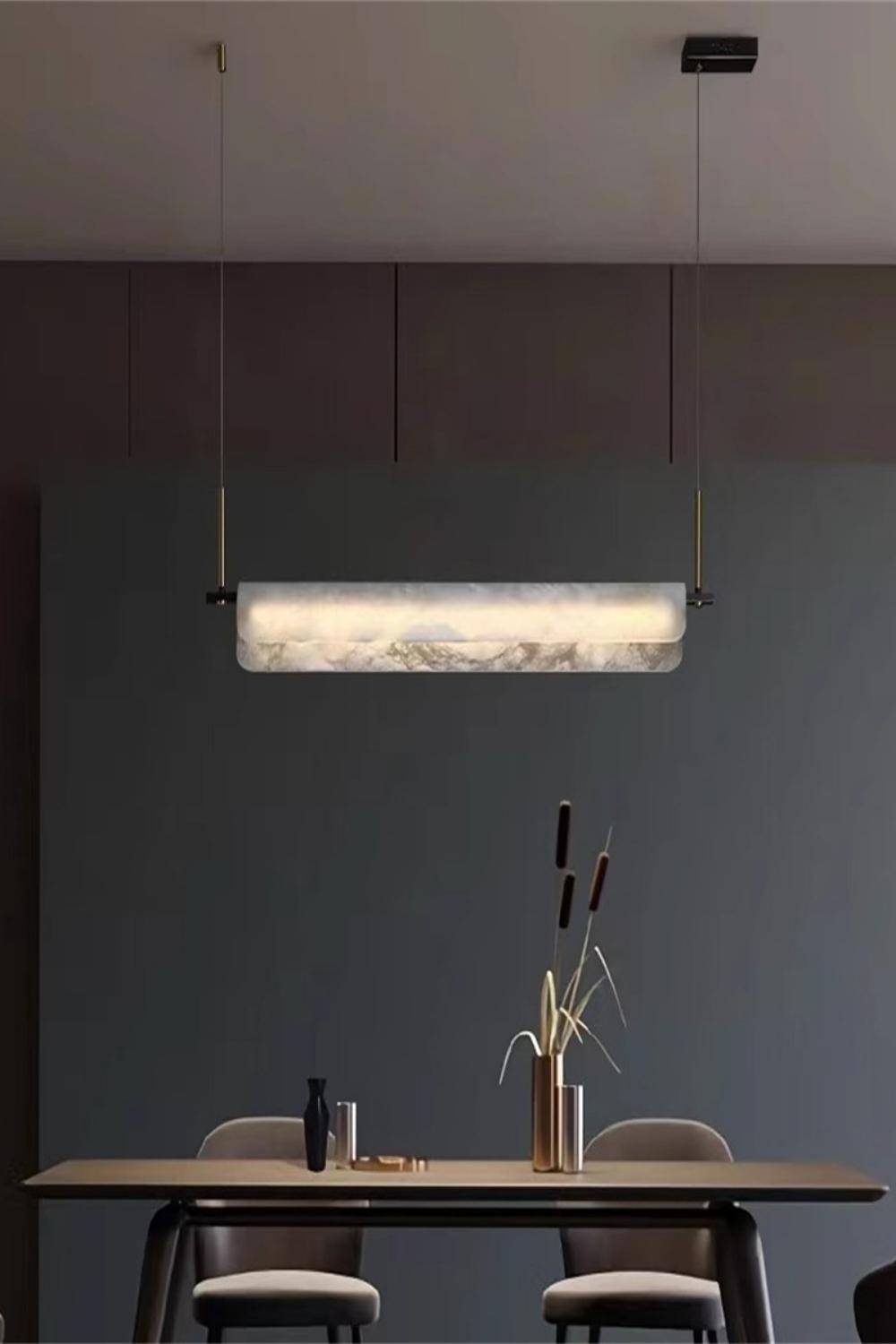 Alabaster Dining Linear Chandelier - SamuLighting