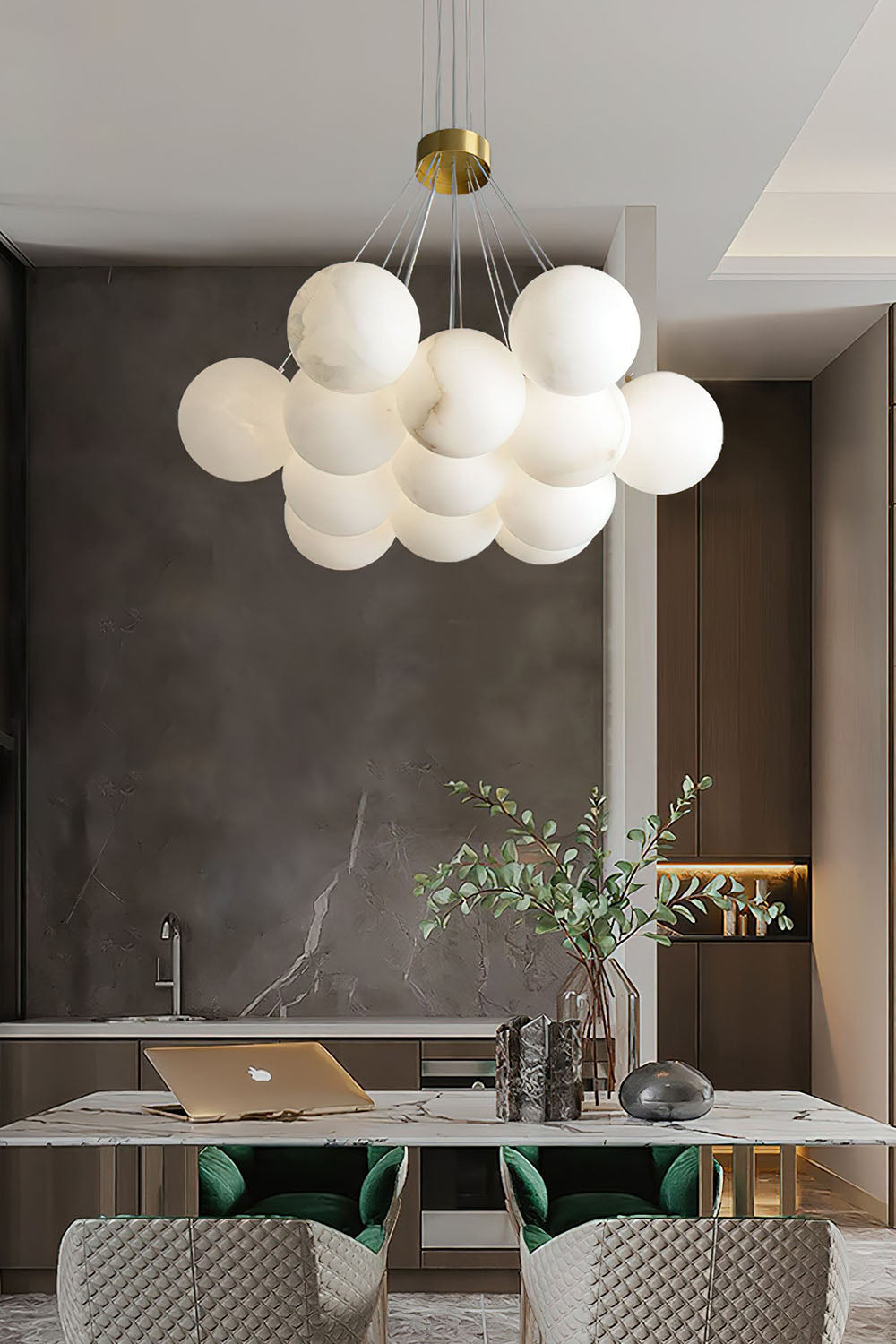 Alabaster Globe Clusters Chandeliers