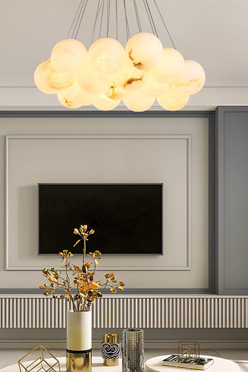Alabaster Globe Clusters Chandeliers