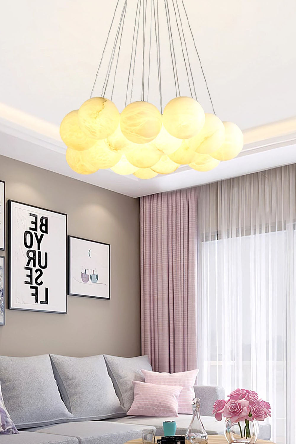 Alabaster Globe Clusters Chandeliers