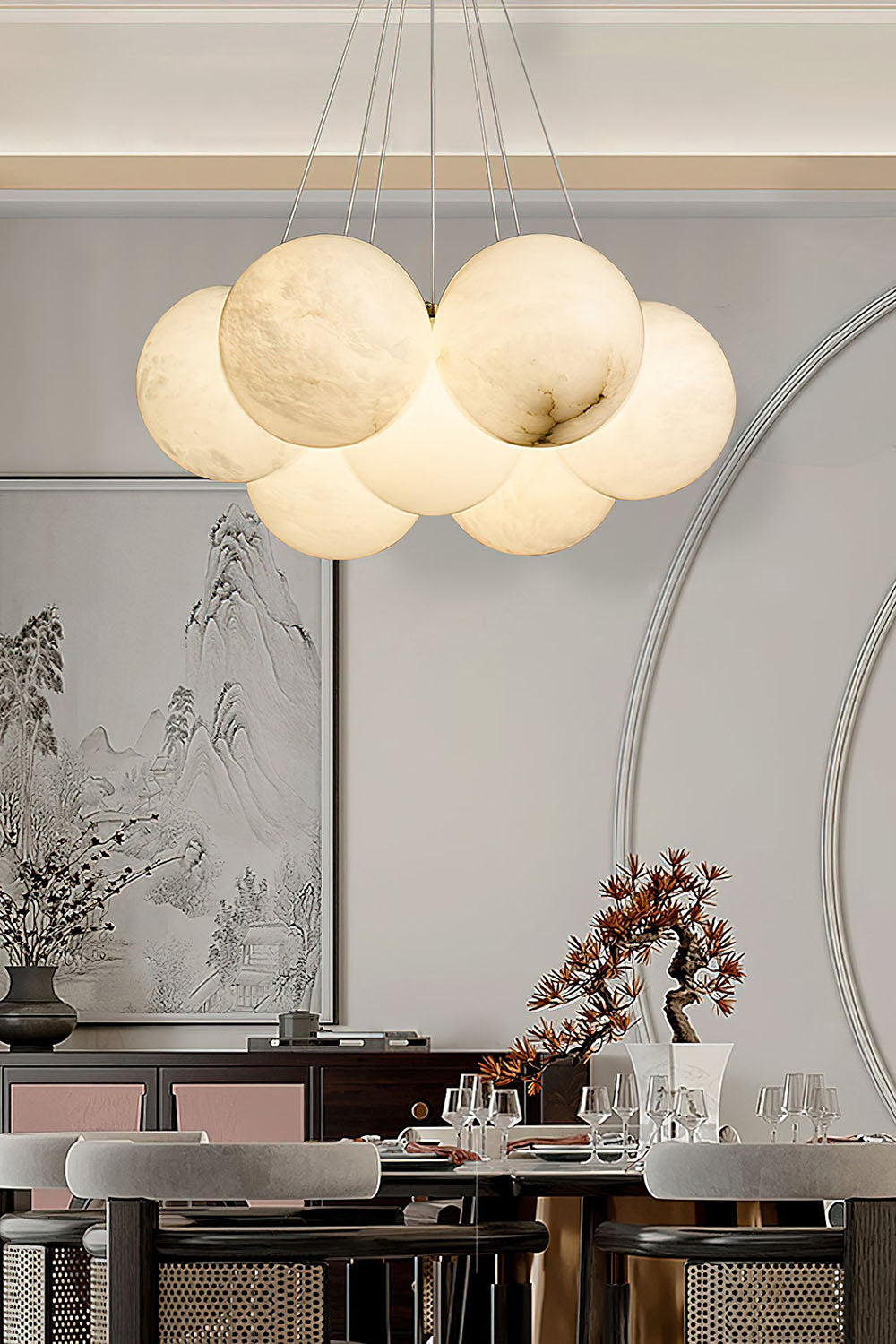 Alabaster Globe Clusters Chandeliers