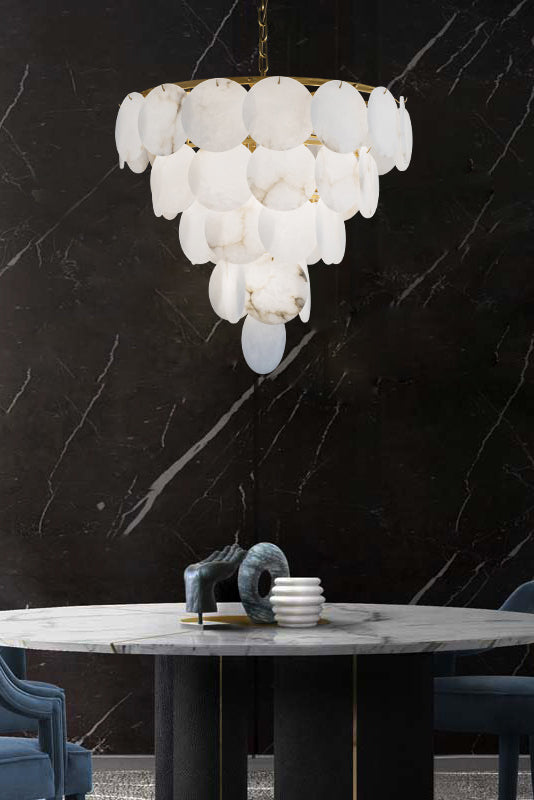 Alabaster Magnolia Multi-Tiered Round Chandelier - SamuLighting