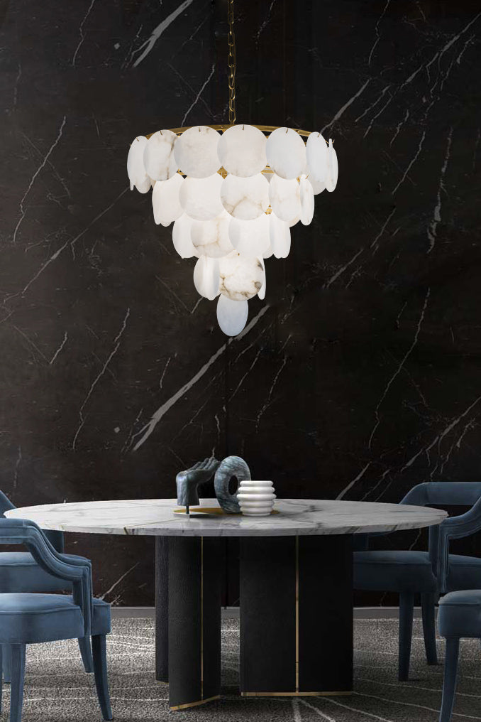 Alabaster Magnolia Multi-Tiered Round Chandelier - SamuLighting