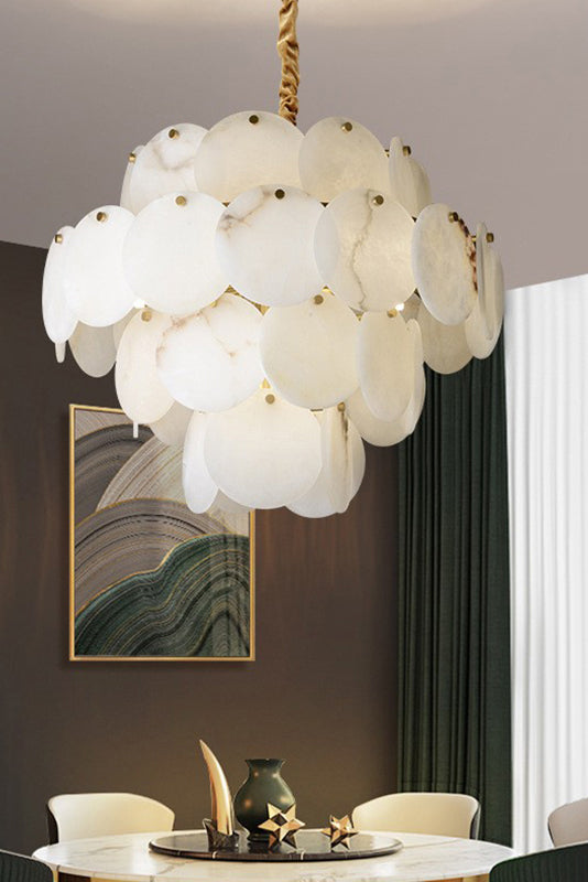 Alabaster Magnolia Multi-Tiered Round Chandelier - SamuLighting