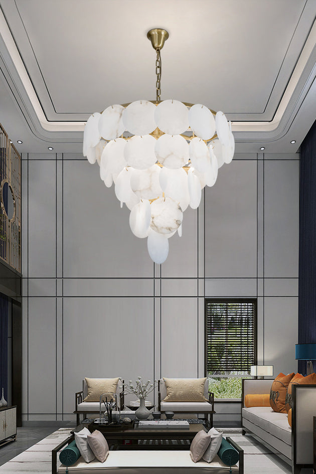 Alabaster Magnolia Multi-Tiered Round Chandelier - SamuLighting