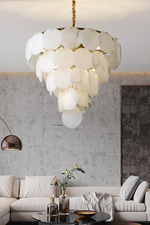 Alabaster Magnolia Multi-Tiered Round Chandelier - SamuLighting