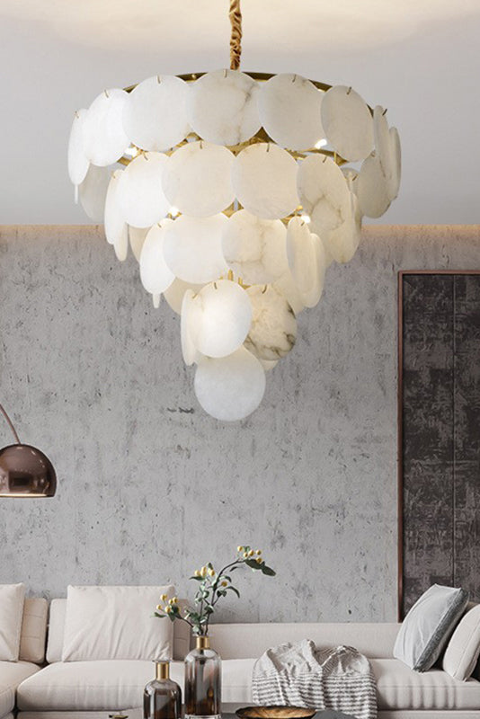 Alabaster Magnolia Multi-Tiered Round Chandelier - SamuLighting