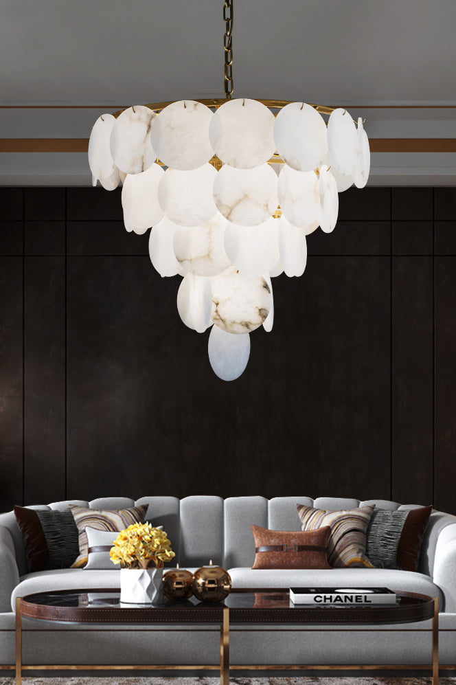 Alabaster Magnolia Multi-Tiered Round Chandelier - SamuLighting