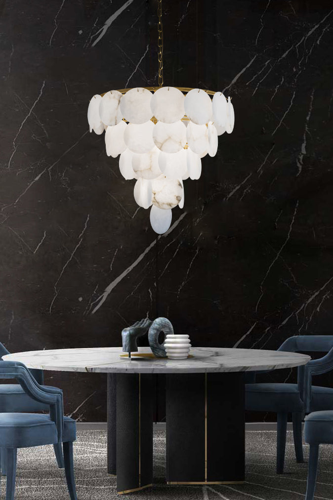 Alabaster Magnolia Multi-Tiered Round Chandelier - SamuLighting