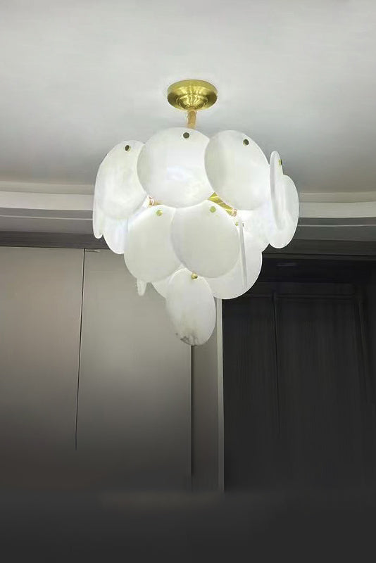 Alabaster Magnolia Multi-Tiered Round Chandelier - SamuLighting
