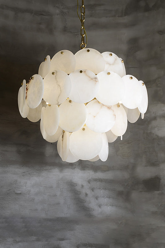 Alabaster Magnolia Multi-Tiered Round Chandelier - SamuLighting