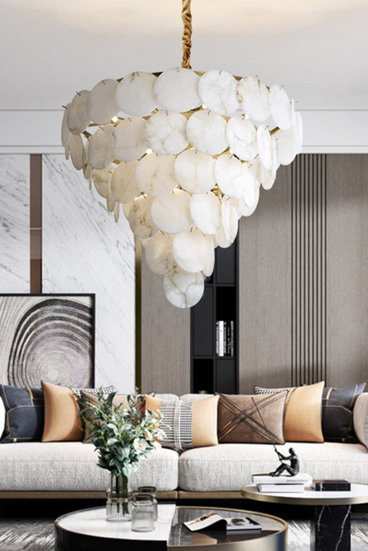 Alabaster Magnolia Multi-Tiered Round Chandelier - SamuLighting