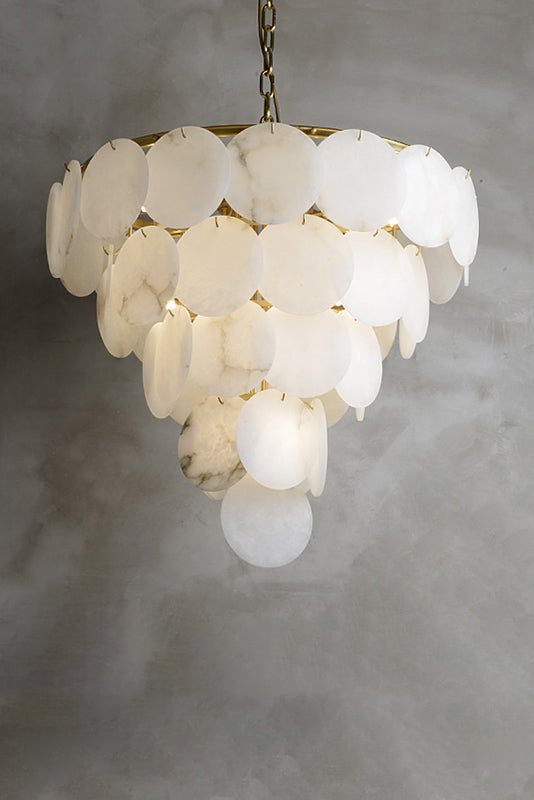 Alabaster Magnolia Multi-Tiered Round Chandelier - SamuLighting