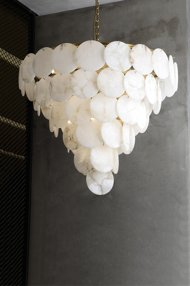 Alabaster Magnolia Multi-Tiered Round Chandelier - SamuLighting