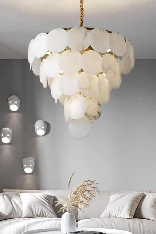 Alabaster Magnolia Multi-Tiered Round Chandelier - SamuLighting