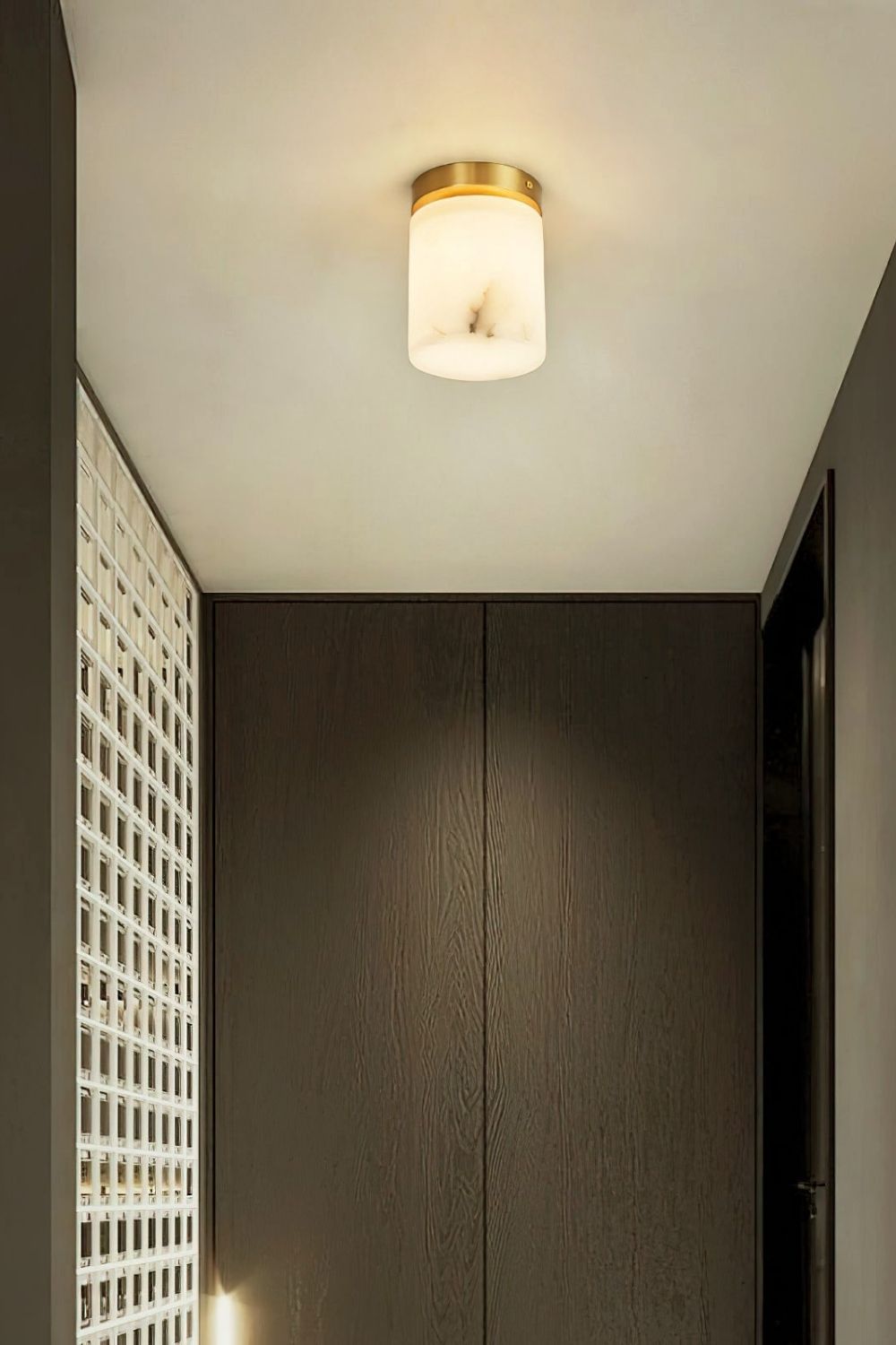 Alabaster Melange Brass Ceiling Light