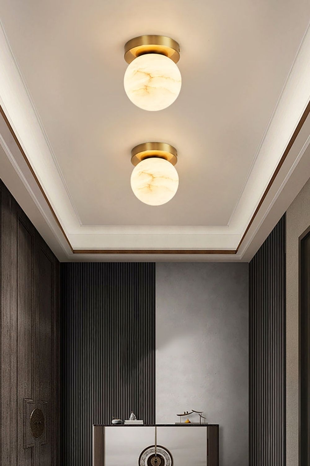 Alabaster Melange Brass Ceiling Light