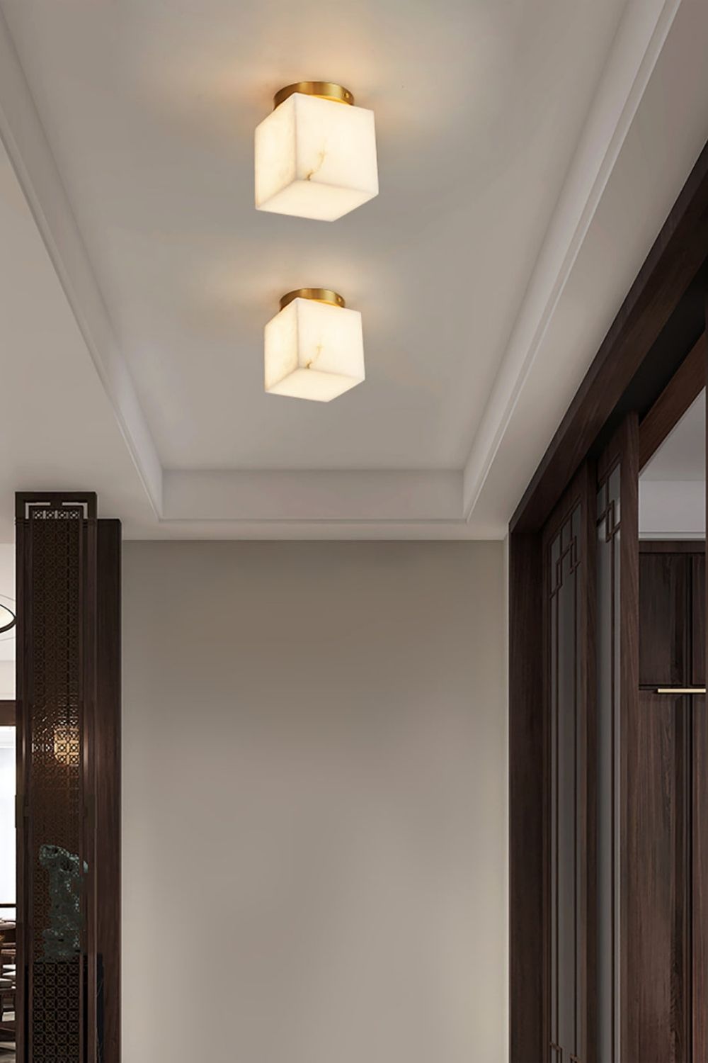 Alabaster Melange Brass Ceiling Light