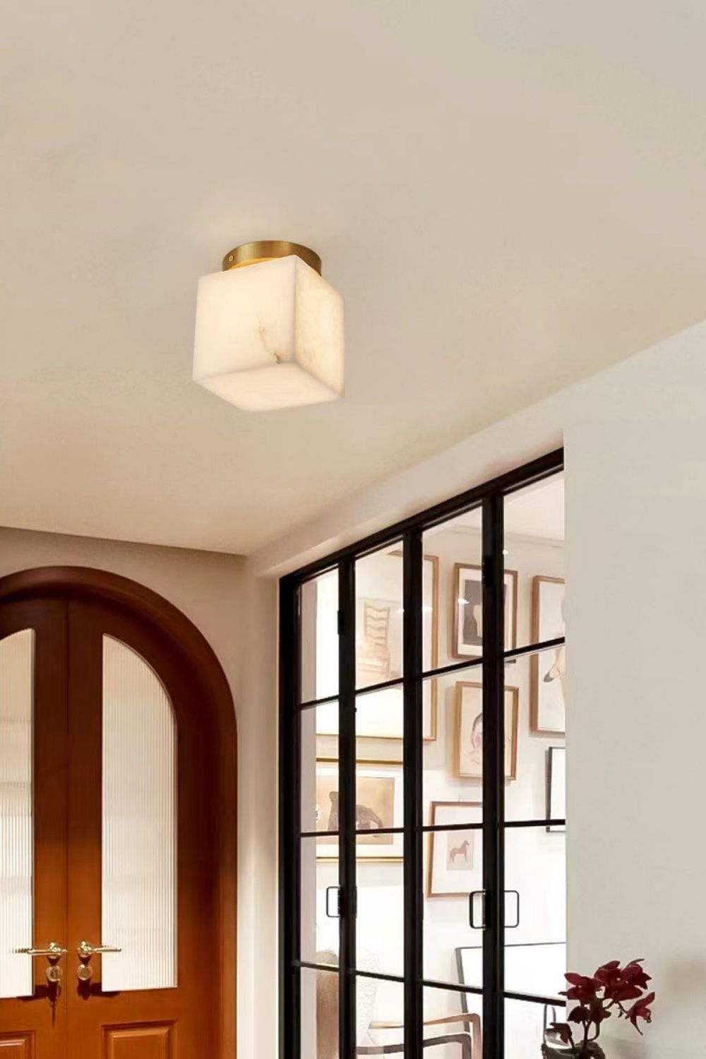 Alabaster Melange Brass Ceiling Light