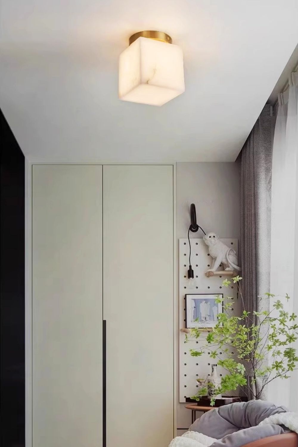 Alabaster Melange Brass Ceiling Light