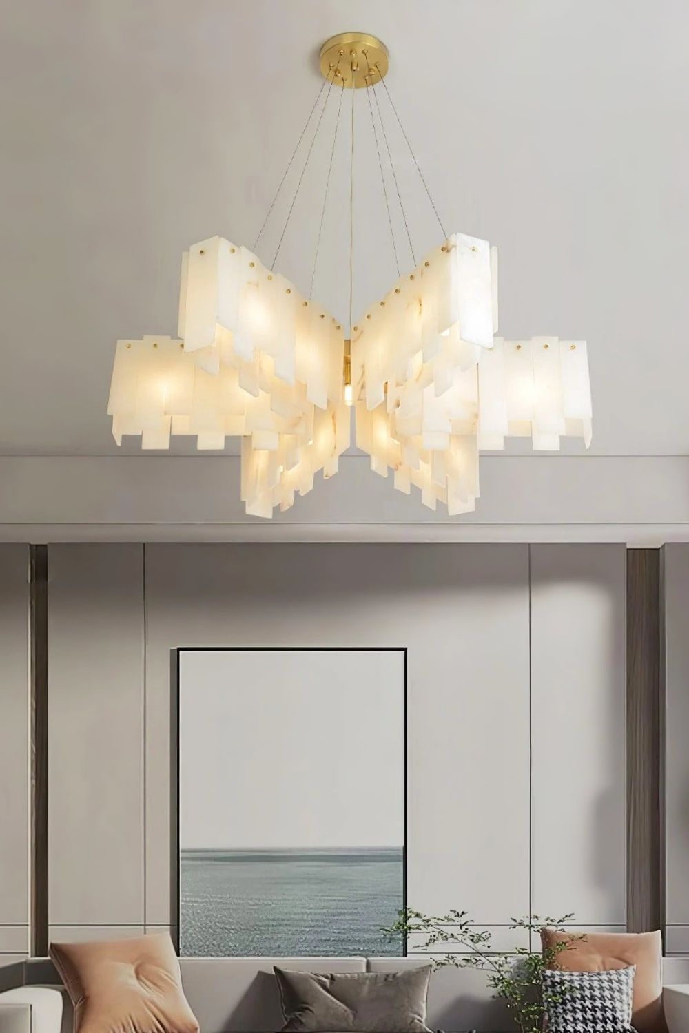 Alabaster Modern Cascade Tiered Chandelier