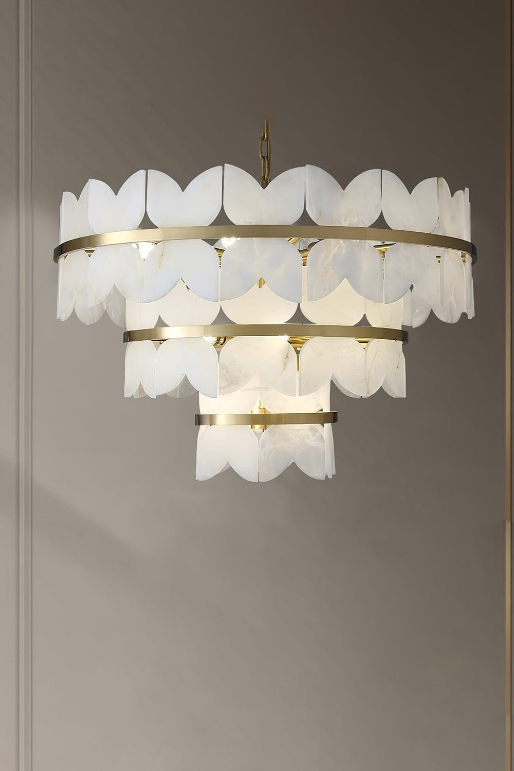 Alabaster Petal Tier Chandelier