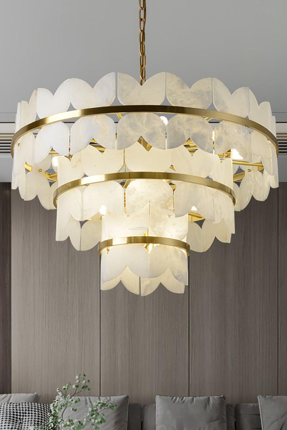 Alabaster Petal Tier Chandelier