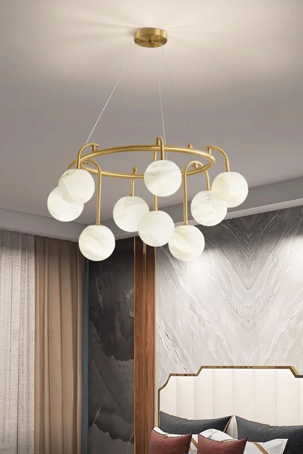 Alabaster Sphere Ring Chandelier