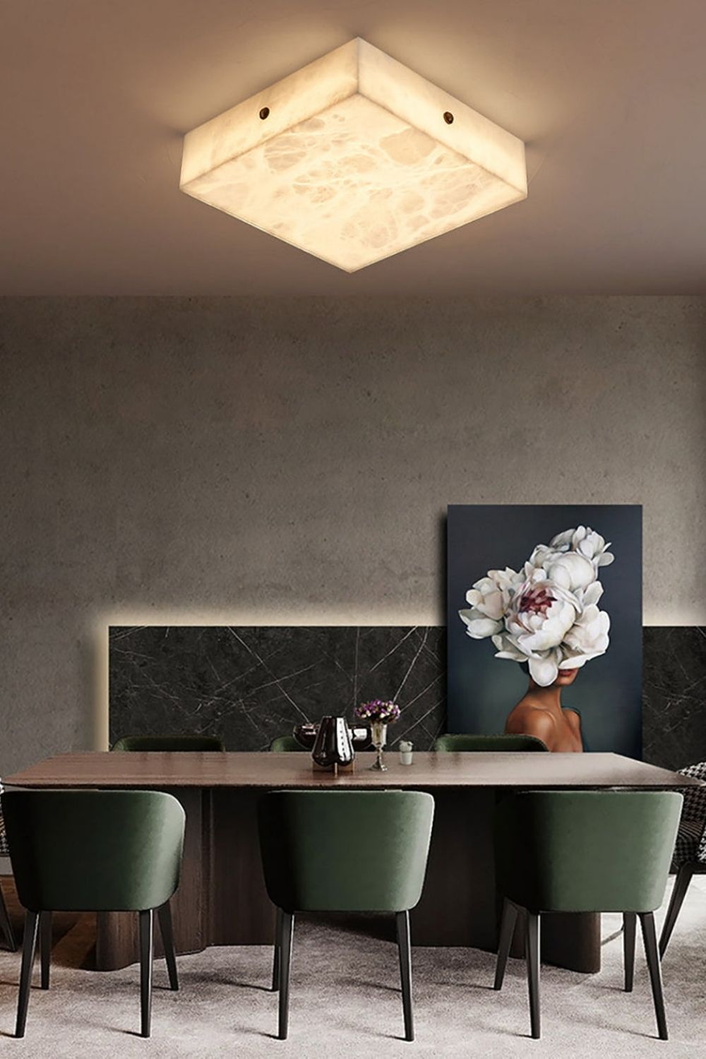 Alabaster Square Flushmount Ceiling Light