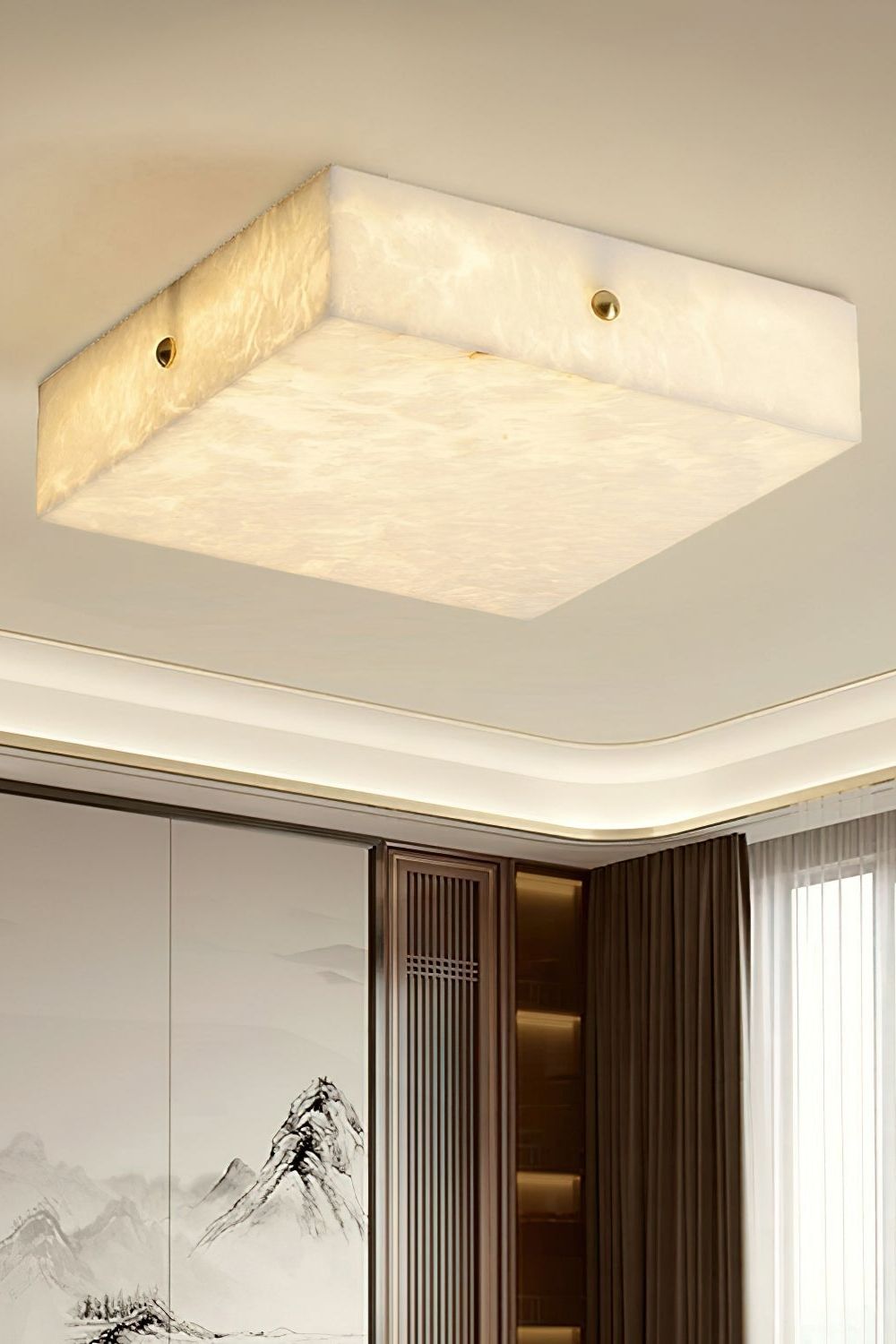 Alabaster Square Flushmount Ceiling Light