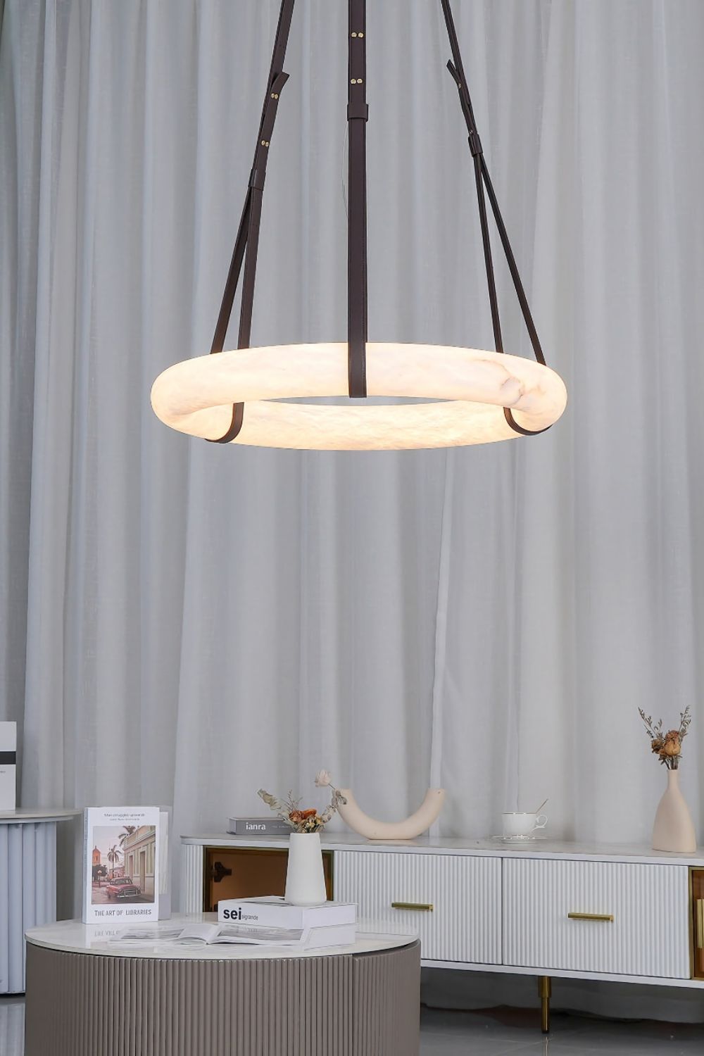 Alabaster round Pendant Light