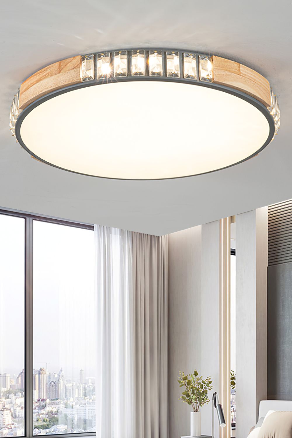 Wooden Alta Crystal Ceiling Light