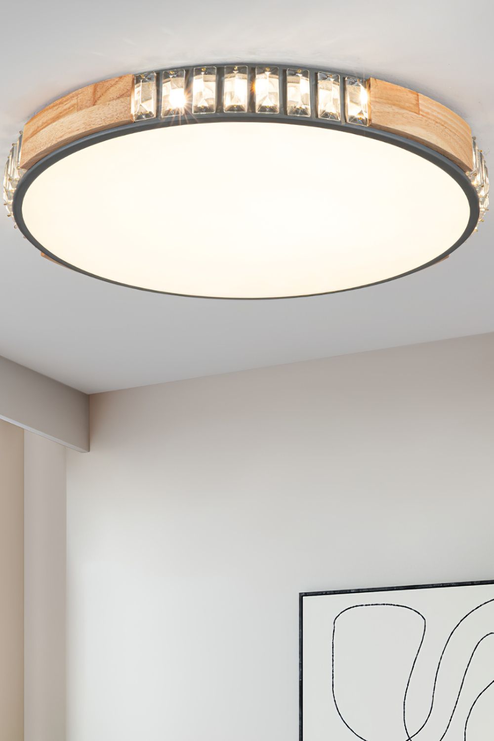 Wooden Alta Crystal Ceiling Light