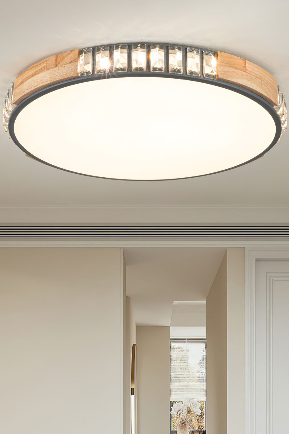 Wooden Alta Crystal Ceiling Light