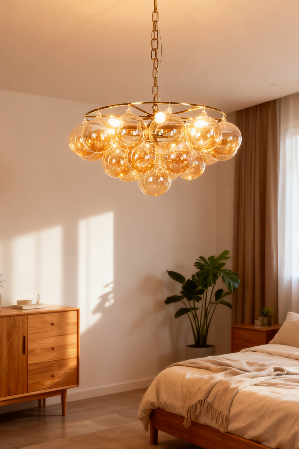Amber Bubble Glass Chandelier
