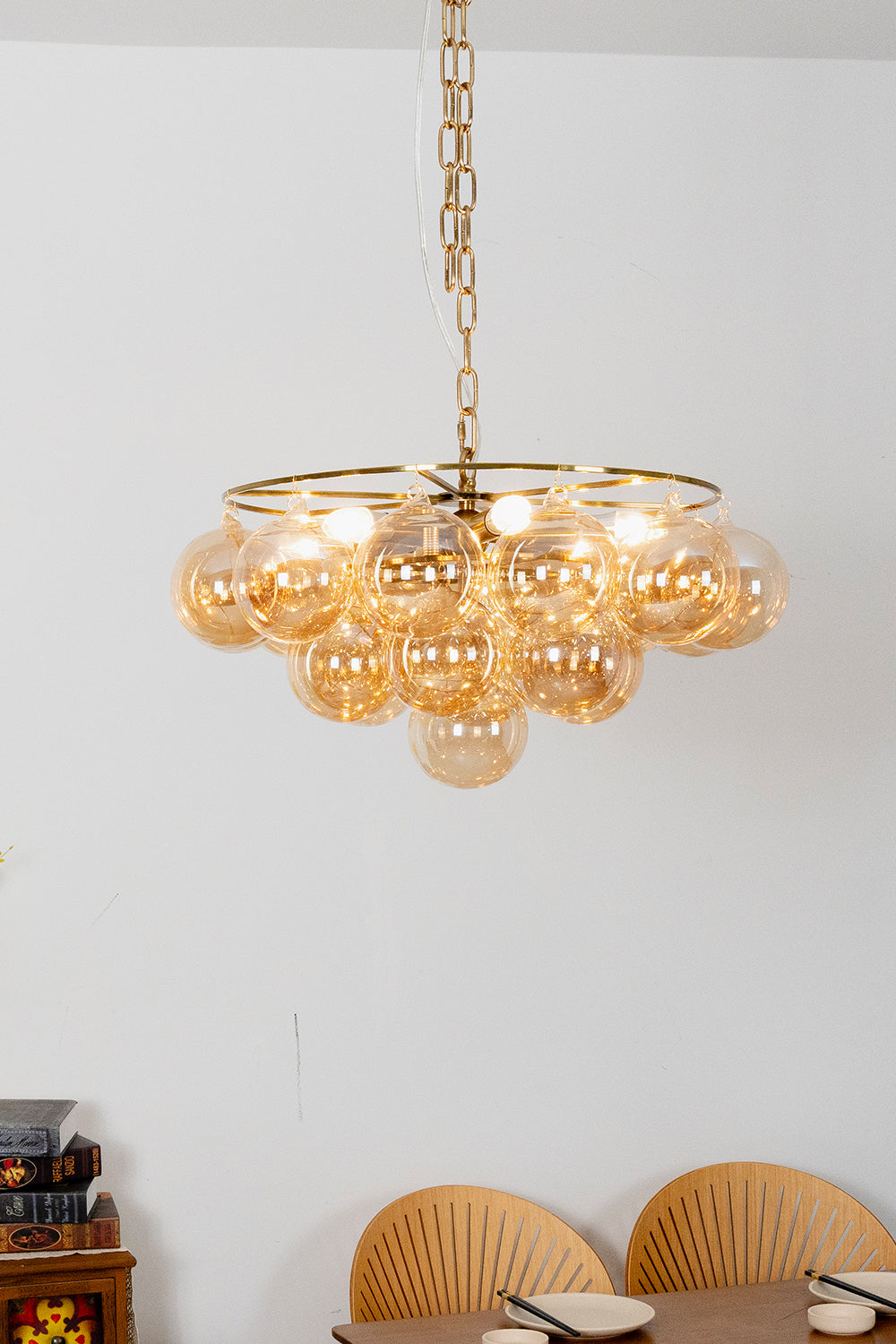 Amber Bubble Glass Chandelier