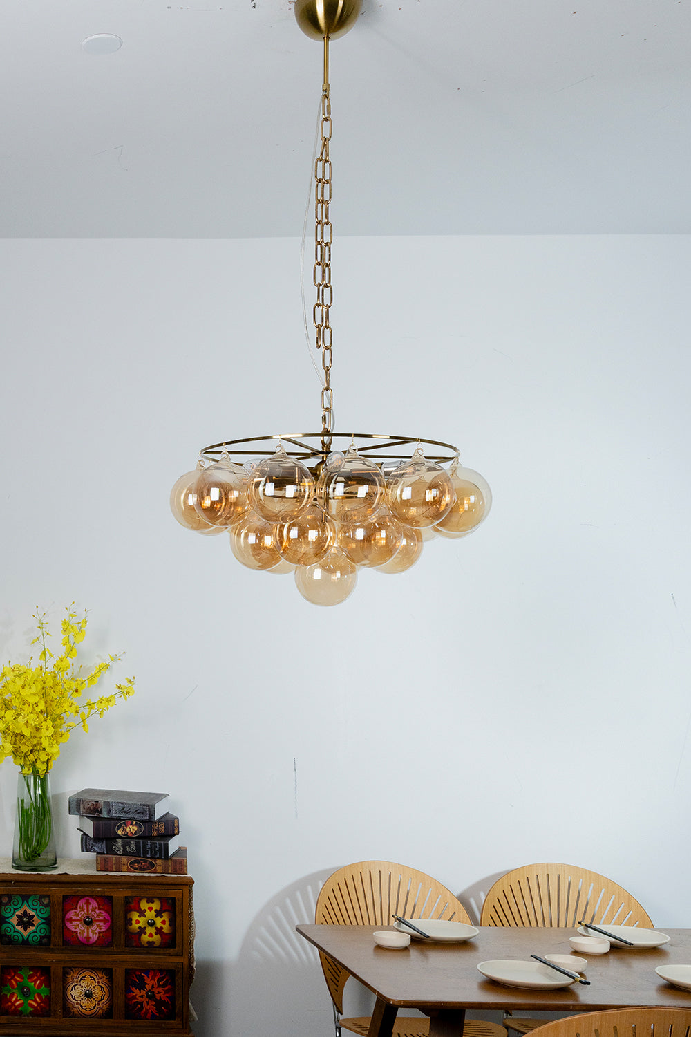 Amber Bubble Glass Chandelier