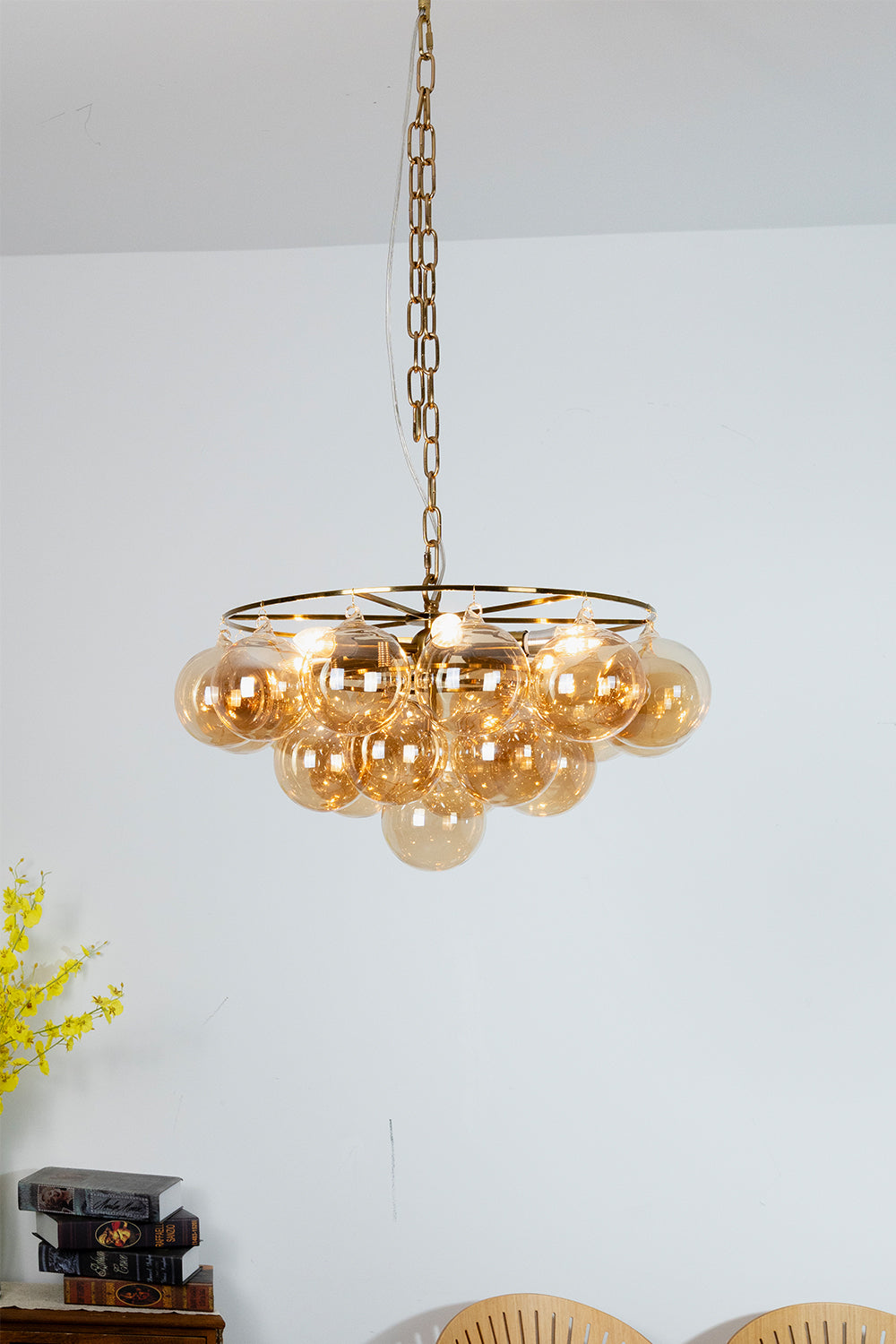 Amber Bubble Glass Chandelier