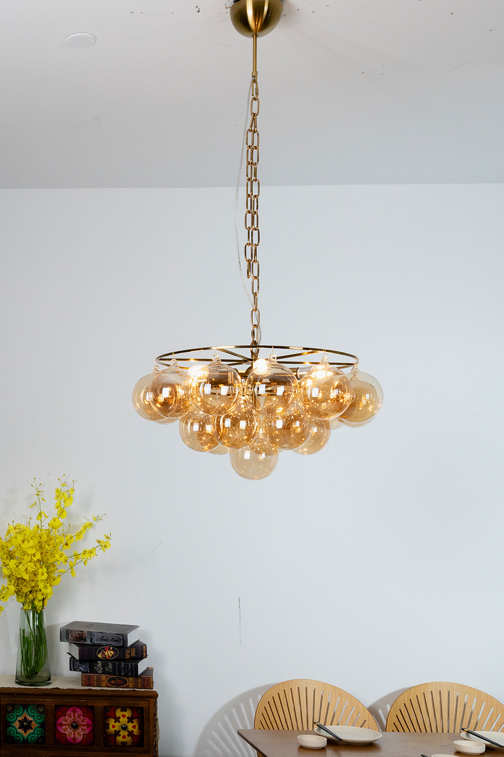 Amber Bubble Glass Chandelier