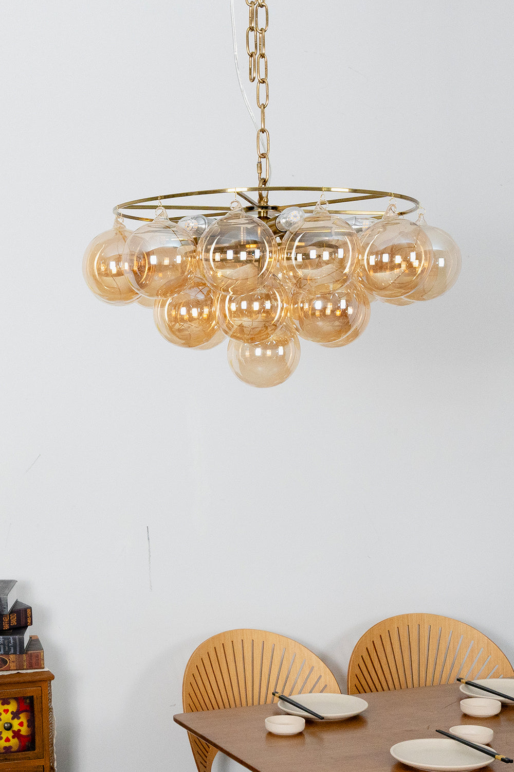 Amber Bubble Glass Chandelier