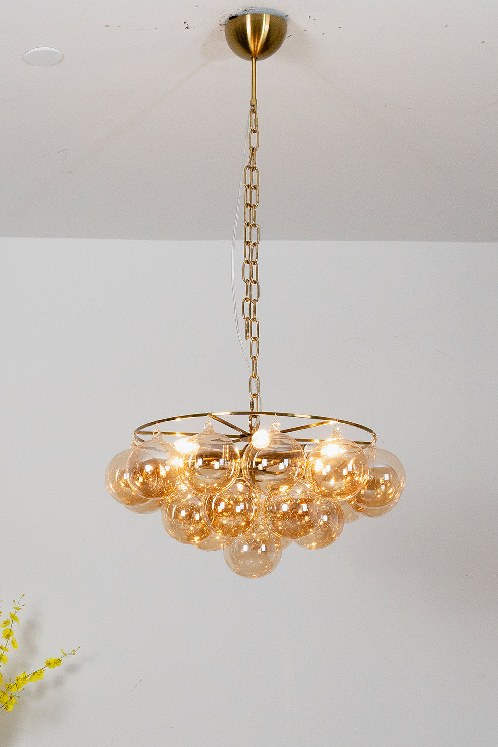 Amber Bubble Glass Chandelier