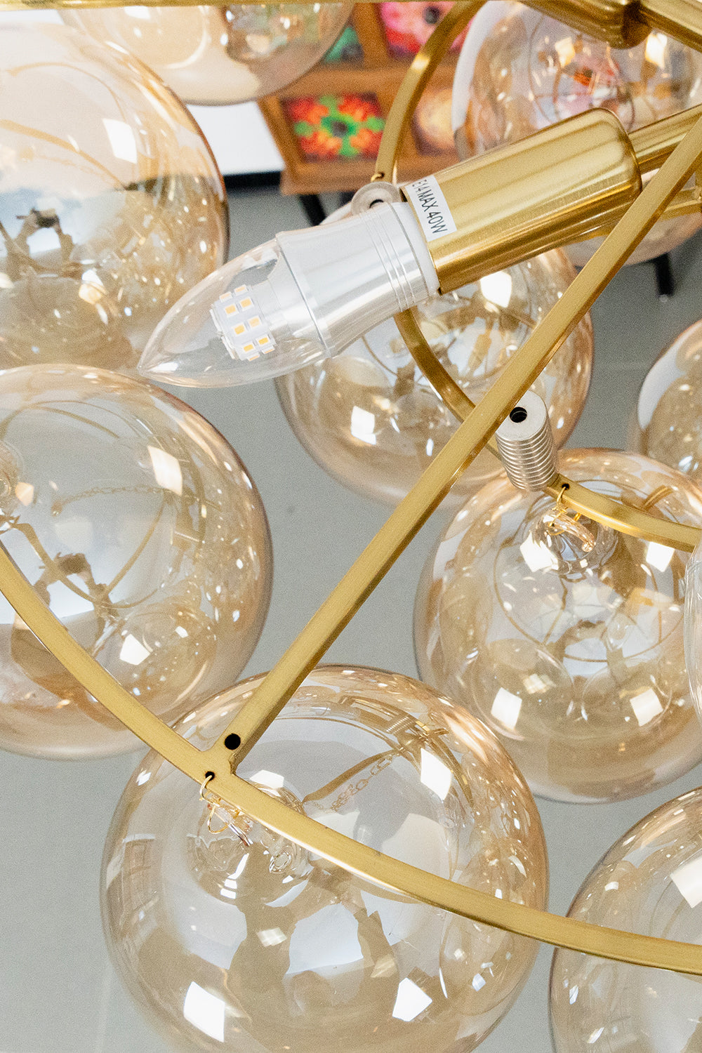 Amber Bubble Glass Chandelier