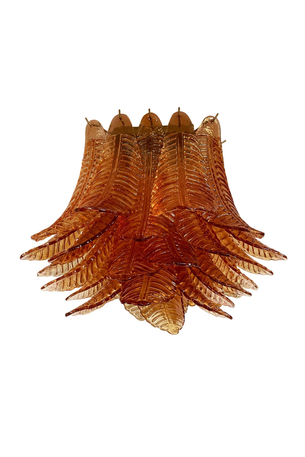 Amber Fern-Leaf Murano Glass Ceiling Light