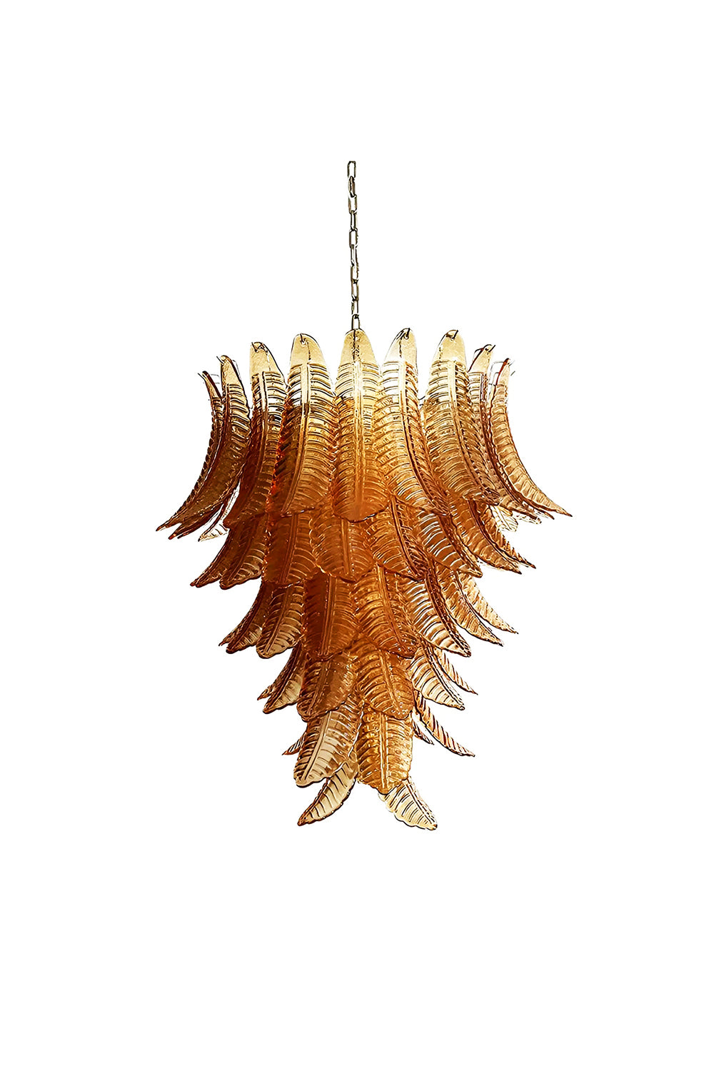 Amber Murano Glass Leaf Chandelier
