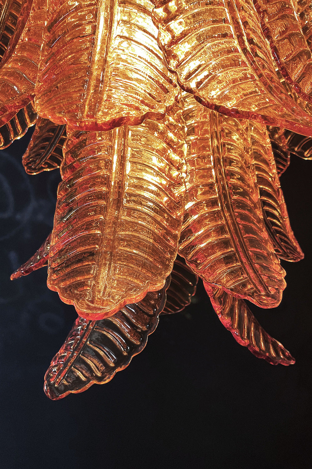 Amber Murano Glass Leaf Chandelier