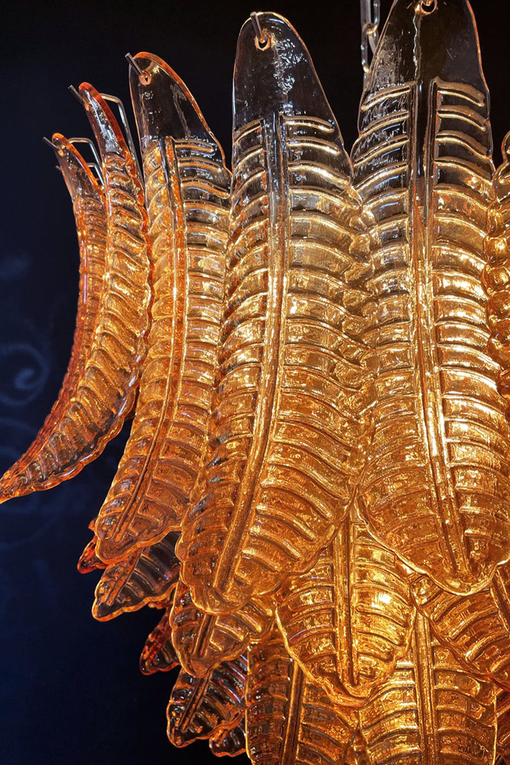 Amber Murano Glass Leaf Chandelier